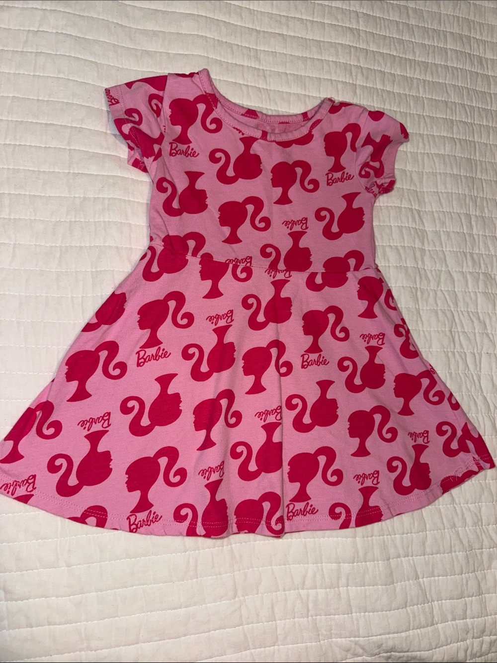 EUC Toddler Girls Vintage-inspired Pink and Hot Pink Barbie Dress Size 2T
